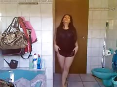 Young Turkish Teen is Striping in the Bathroom